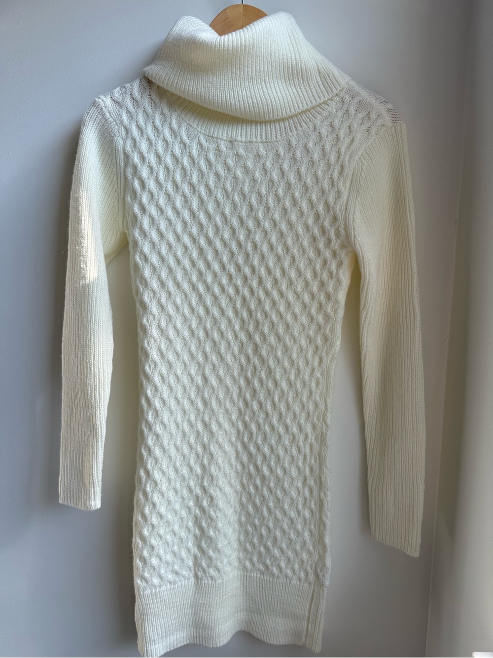 VENUS Cream Cable Knit Turtleneck Sweater Dress